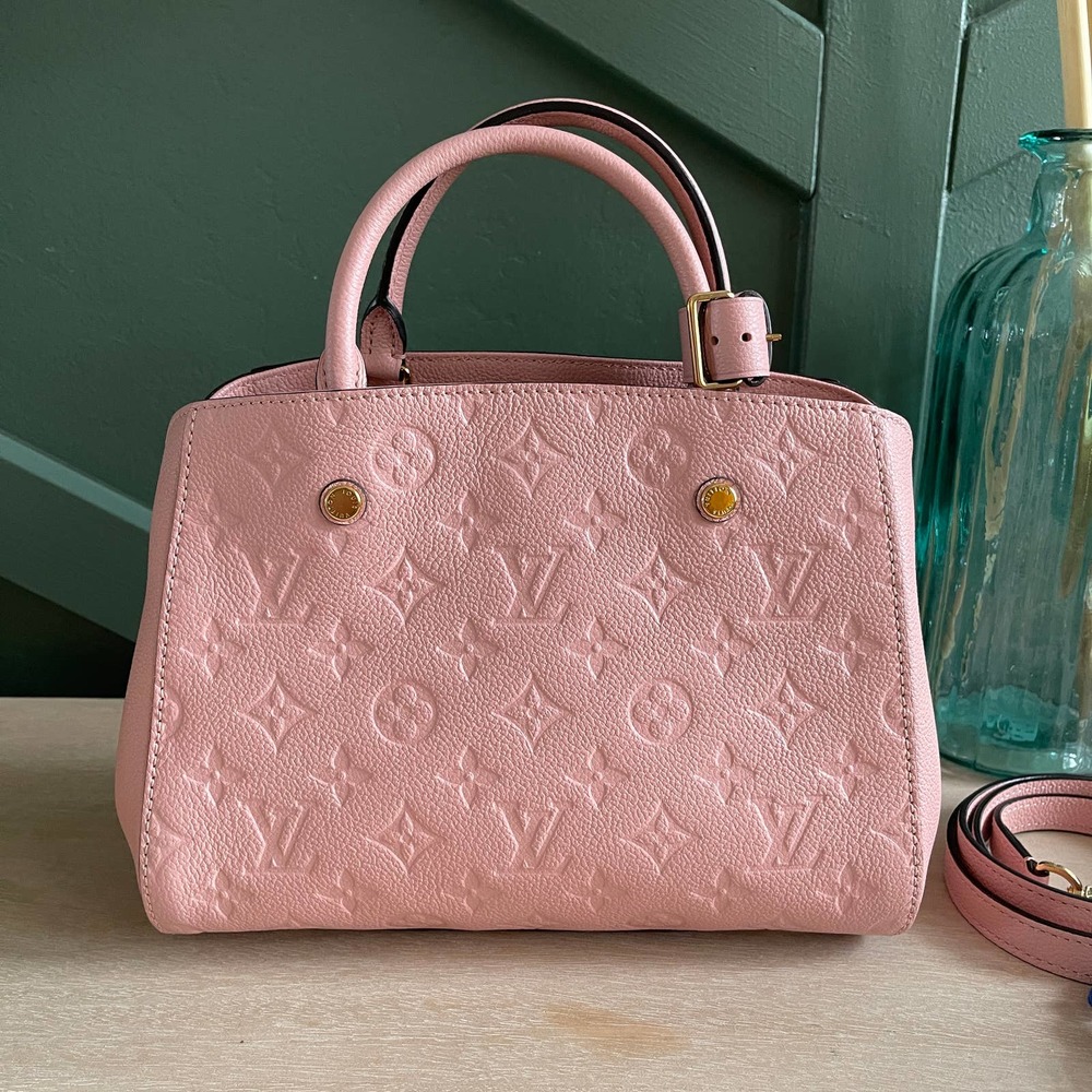 ❌SOLD❌ Louis Vuitton Montaigne BB Empreinte Leather Rose Poudre Crossbody Bag - Picture 1 of 17